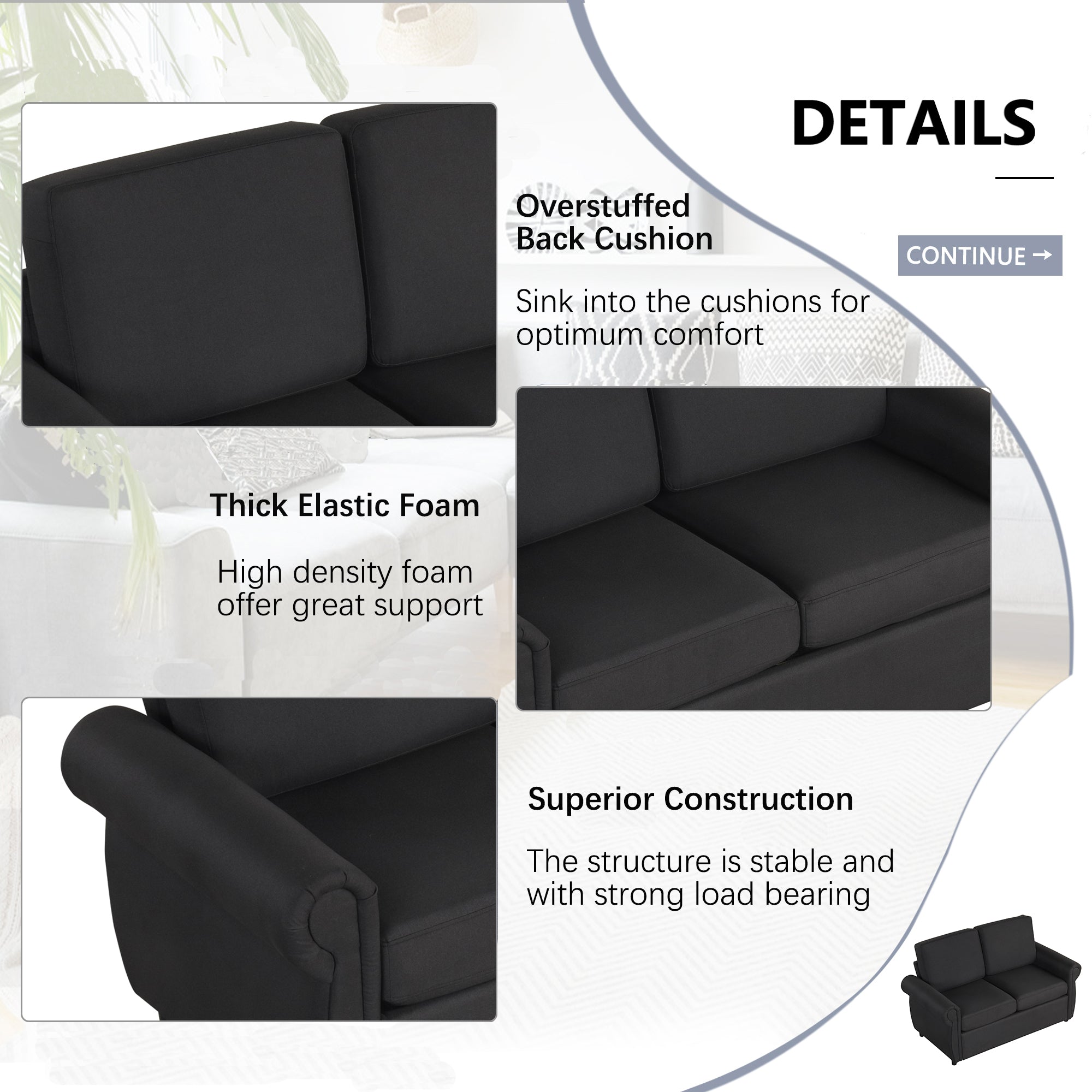 Orisfur Pull Out Sofa Bed Loveseat with Twin Size Memory Mattress