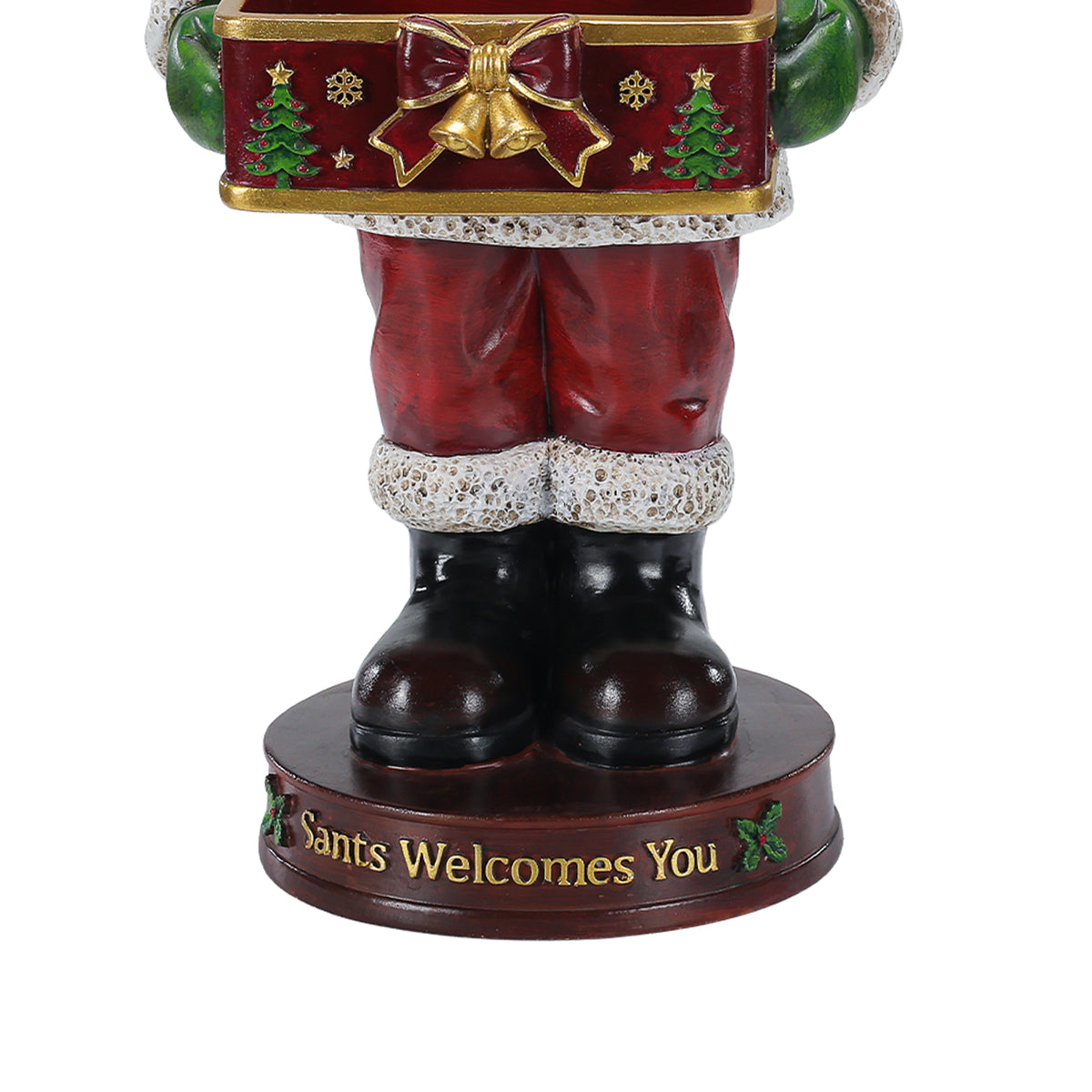 Christmas Santa Claus Statue with Storage Tray, Red and White