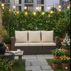 67.7" All-Weather Wicker 3-Seat Patio Sofa with Thick Beige Cushions