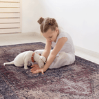 MAVAL Burgundy Washable Rug 5x8 Area Rug