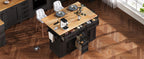 K&K 56.5'' Kitchen Island with Drop Leaf and Power Outlet