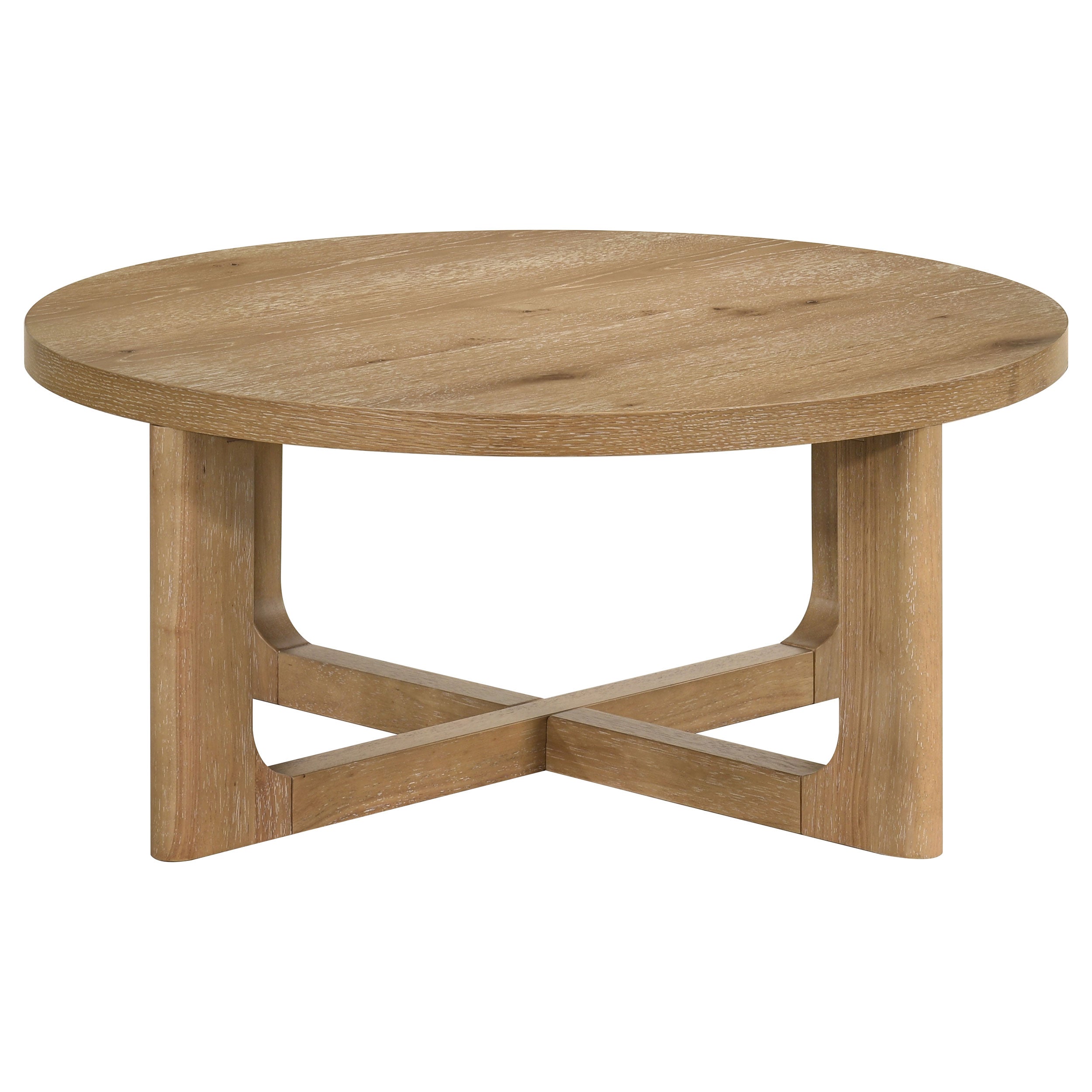 Kessler Round Sculptural Wood Coffee Table Light Oak-