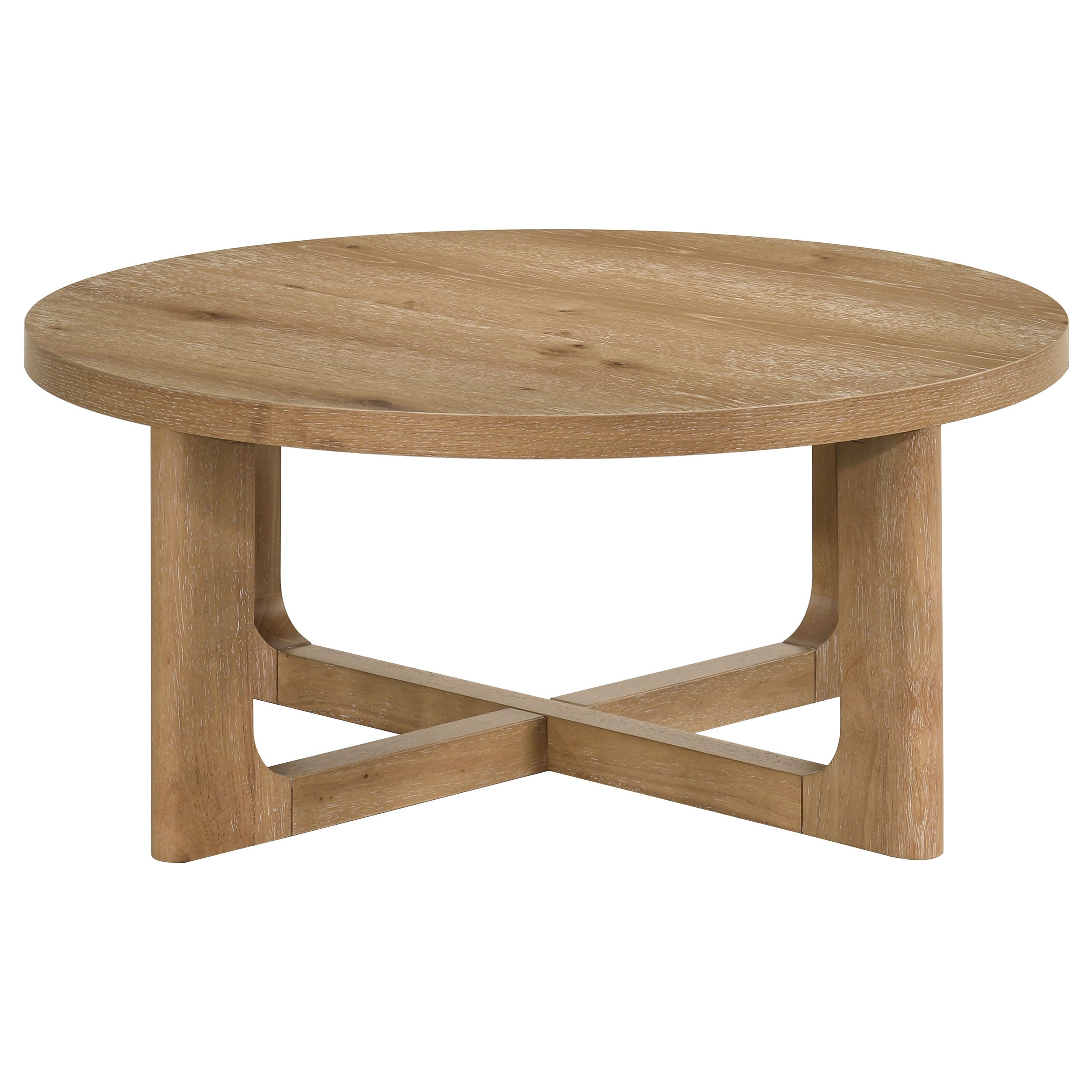 Kessler Round Sculptural Wood Coffee Table Light Oak-