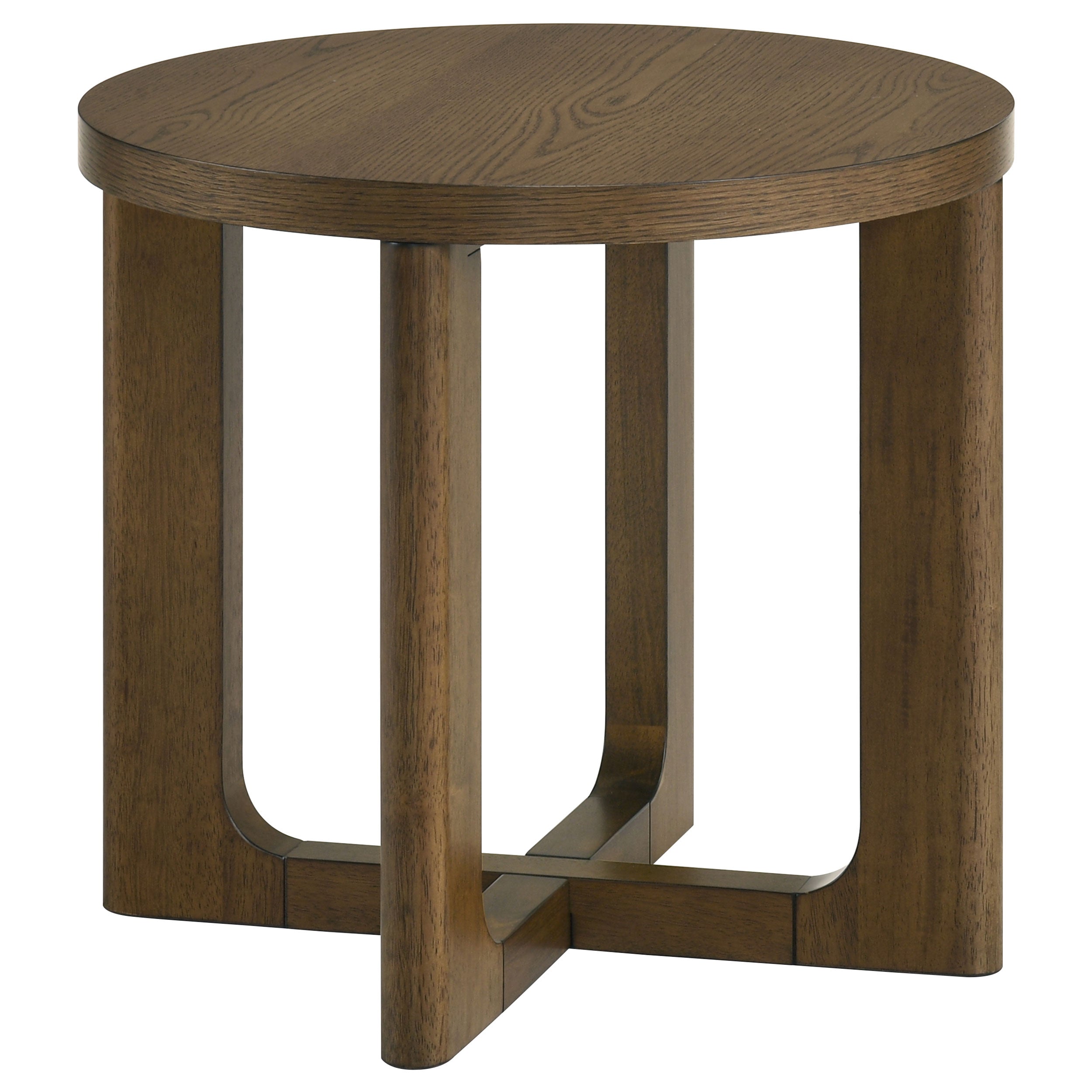 Kessler Round Sculptural Wood End Table Brown-