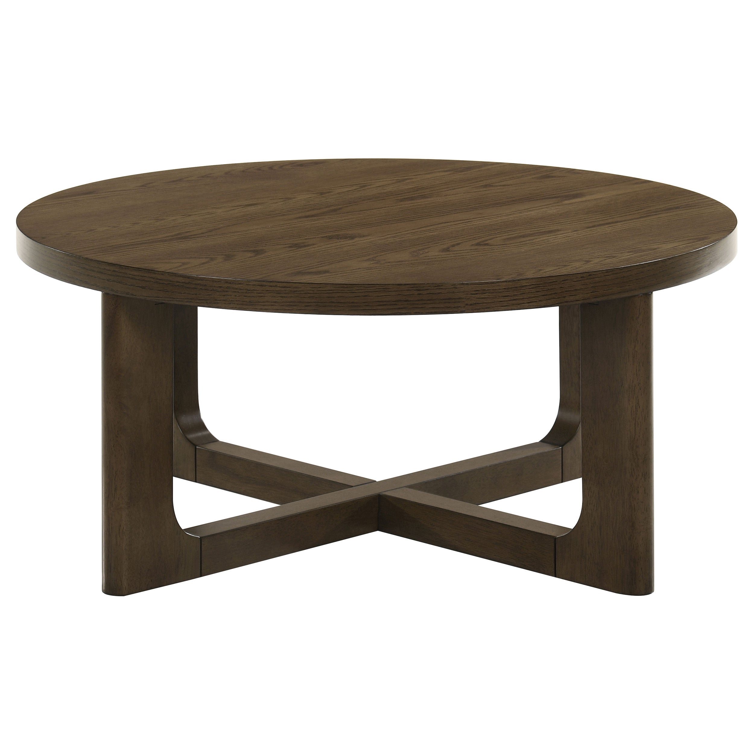 Kessler Round Sculptural Wood Coffee Table Brown-