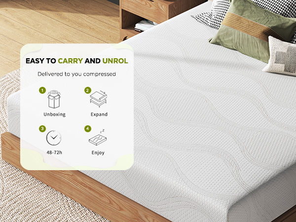 Queen Size Memory Foam Mattress - 10 Inch with Cooling