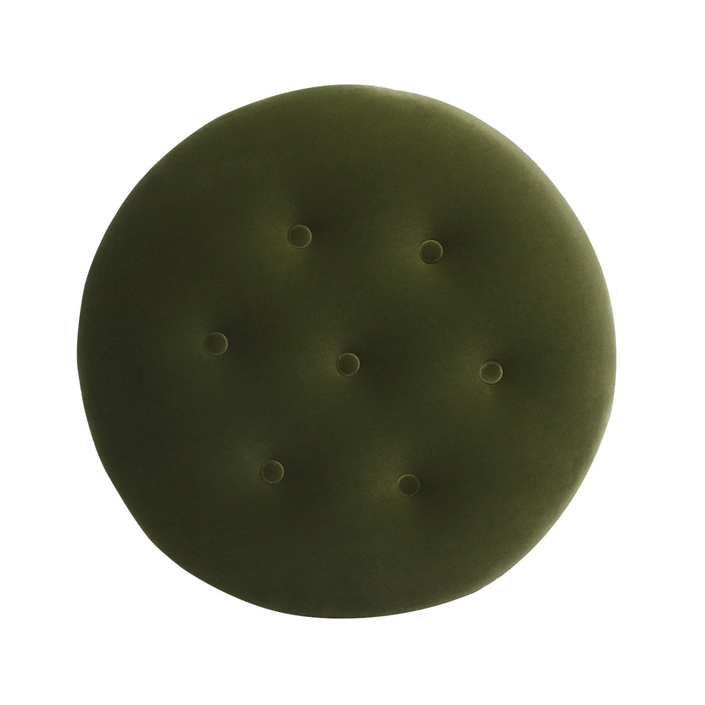 Yolanda 24" Round Upholstered Accent Ottoman, Olive