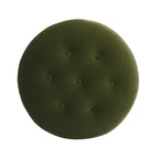Yolanda 24" Round Upholstered Accent Ottoman, Olive