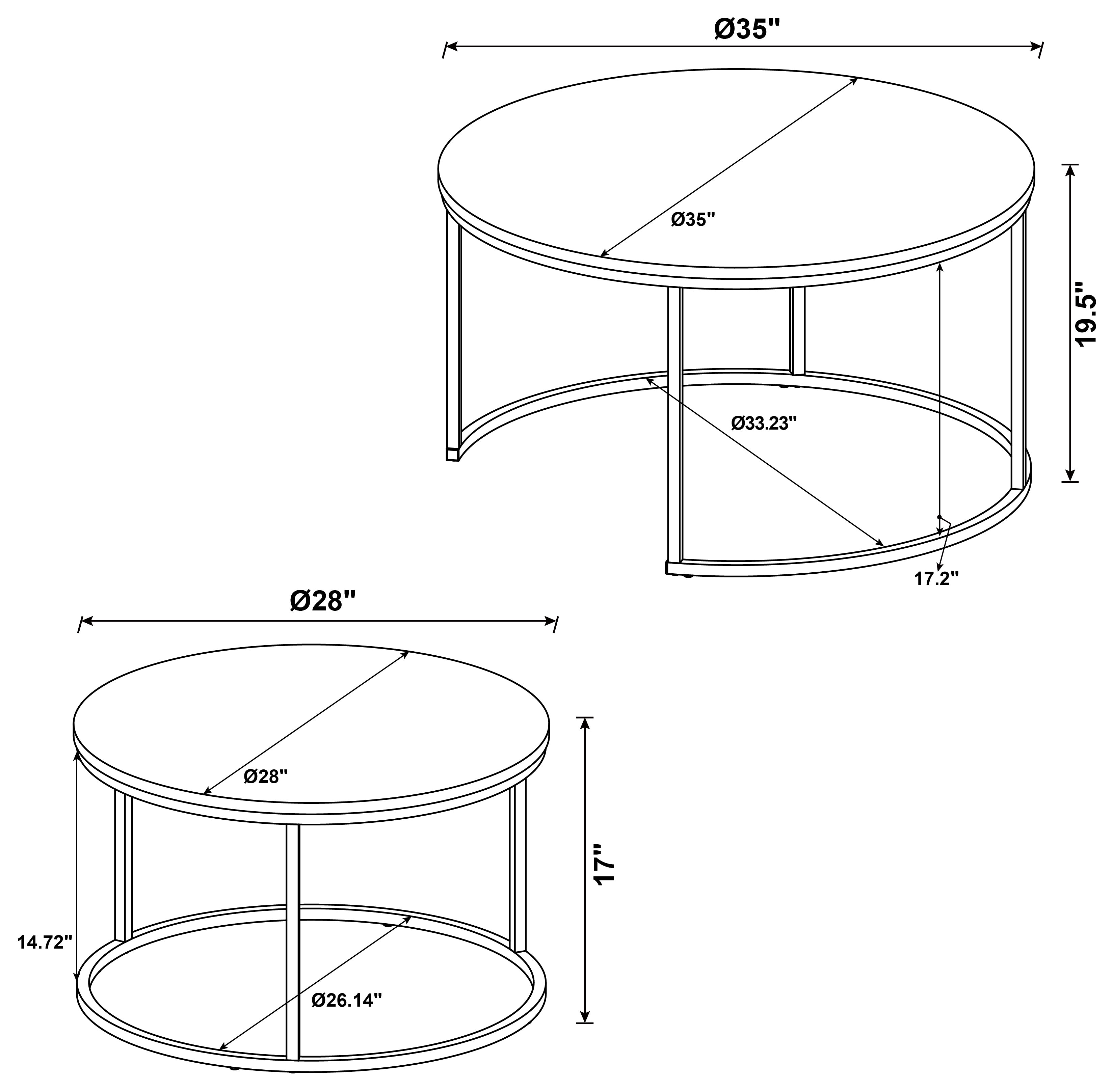 Lainey 2-piece Round Faux Marble Nesting Coffee Table Grey-CoasterEveryday