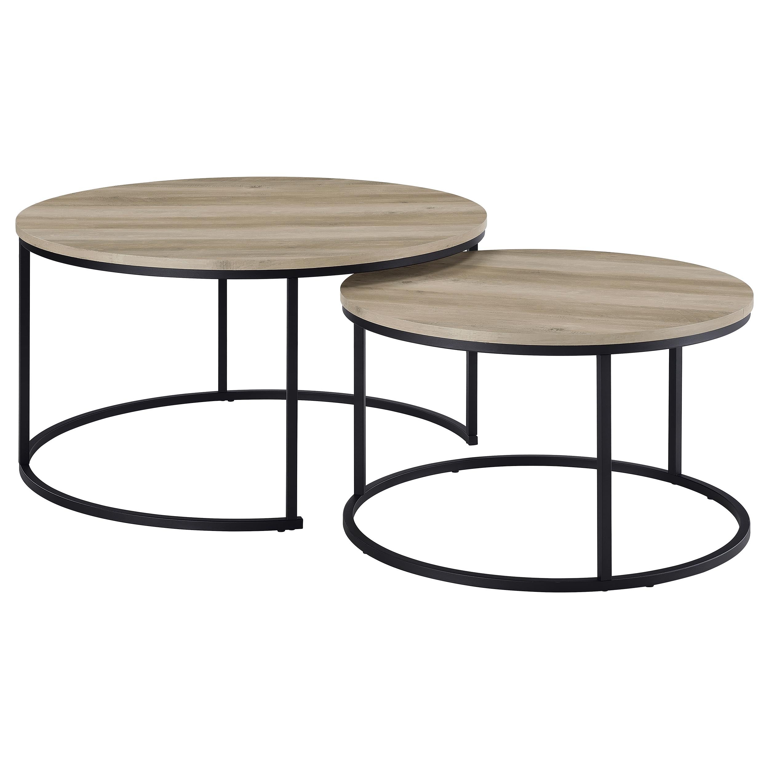 Lainey 2-piece Round Nesting Coffee Table Distressed Pine-