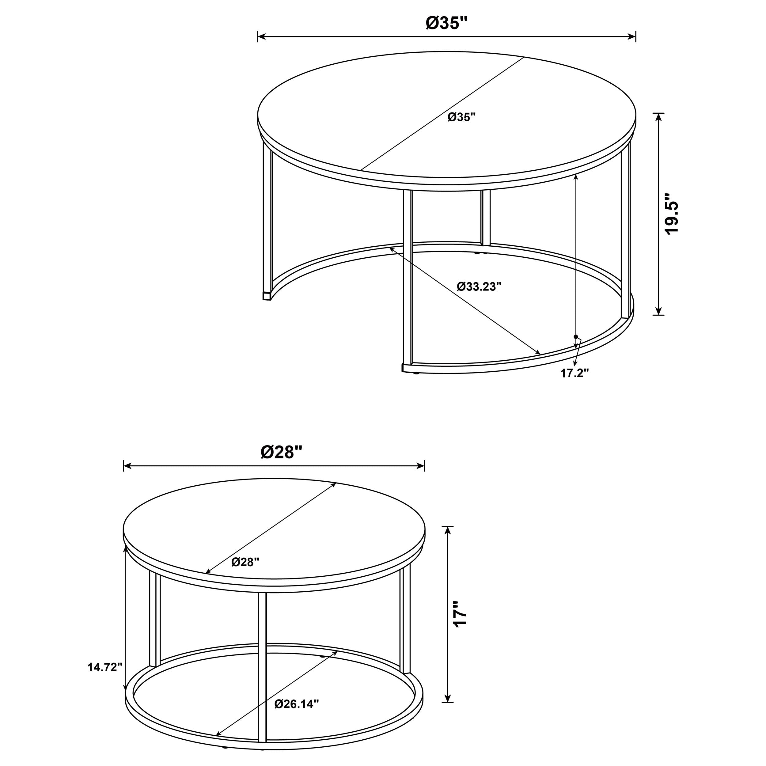 Lainey 2-piece Round Nesting Coffee Table Distressed Pine-