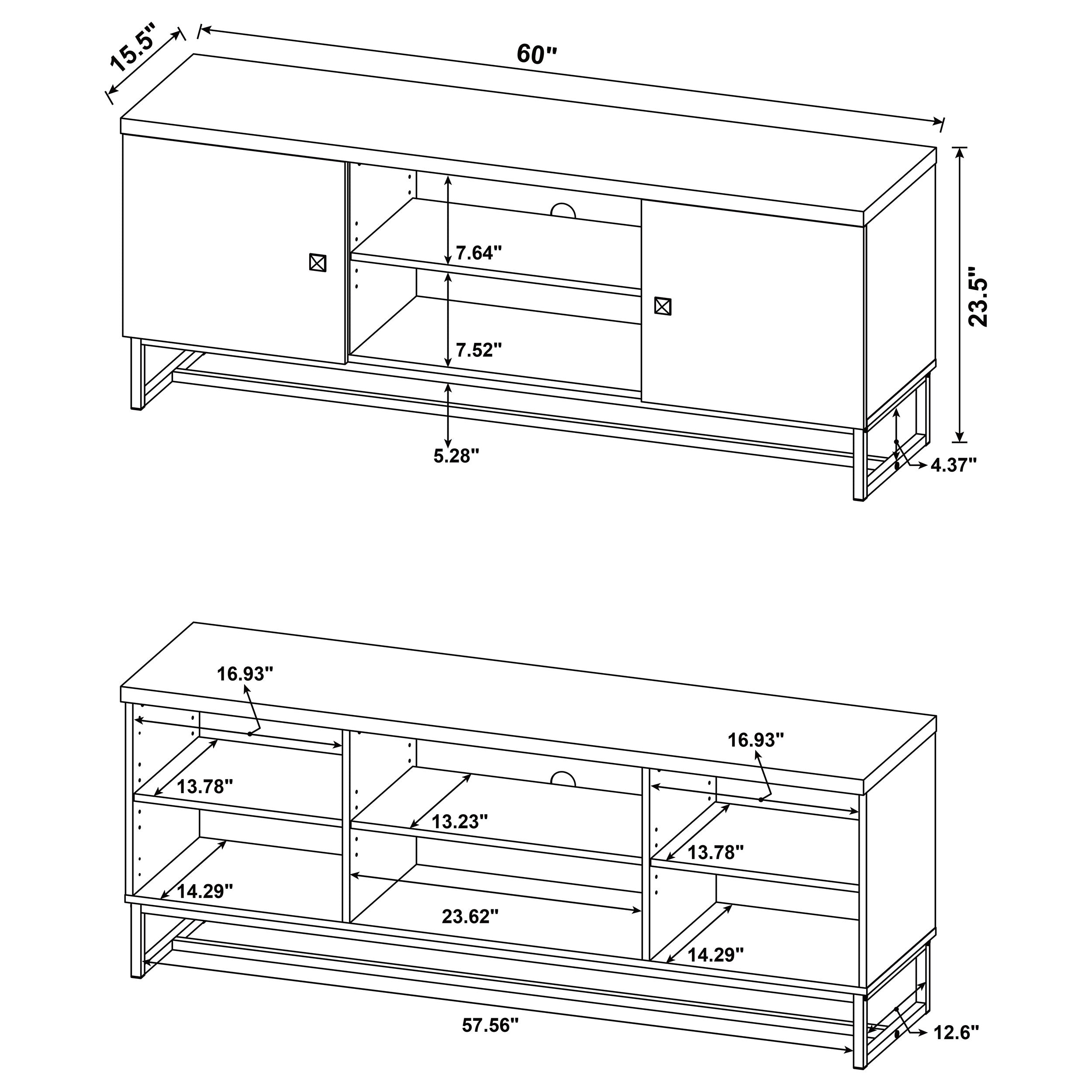 Myles 2-door Engineered Wood 60-inch TV Stand Rustic Oak-CoasterEssence