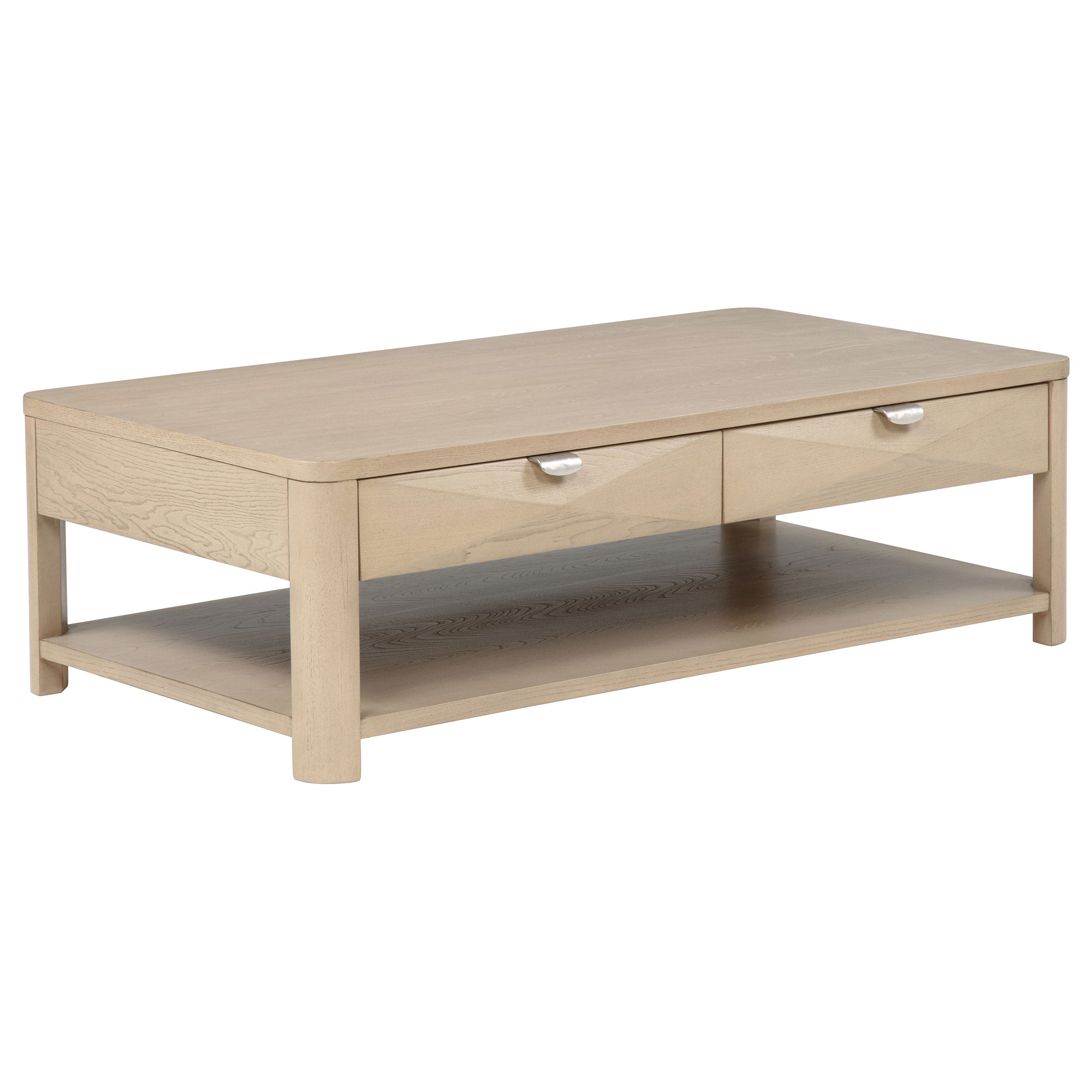 Marcelo Wood Coffee Table with 2 Drawers and Shelf Light Elm-