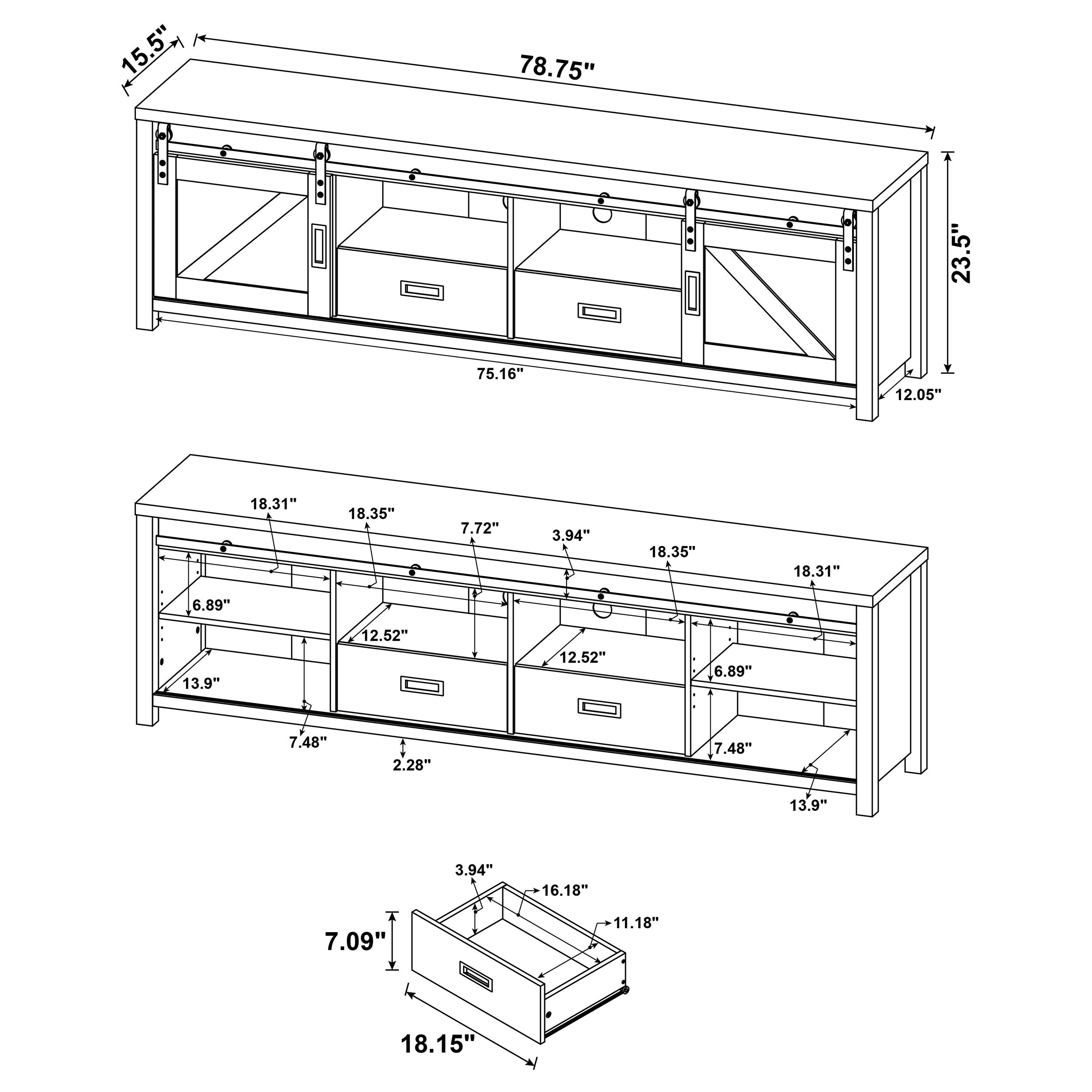 Madra 2-door Engineered Wood 79-inch TV Stand Distressed Pine-CoasterEssence