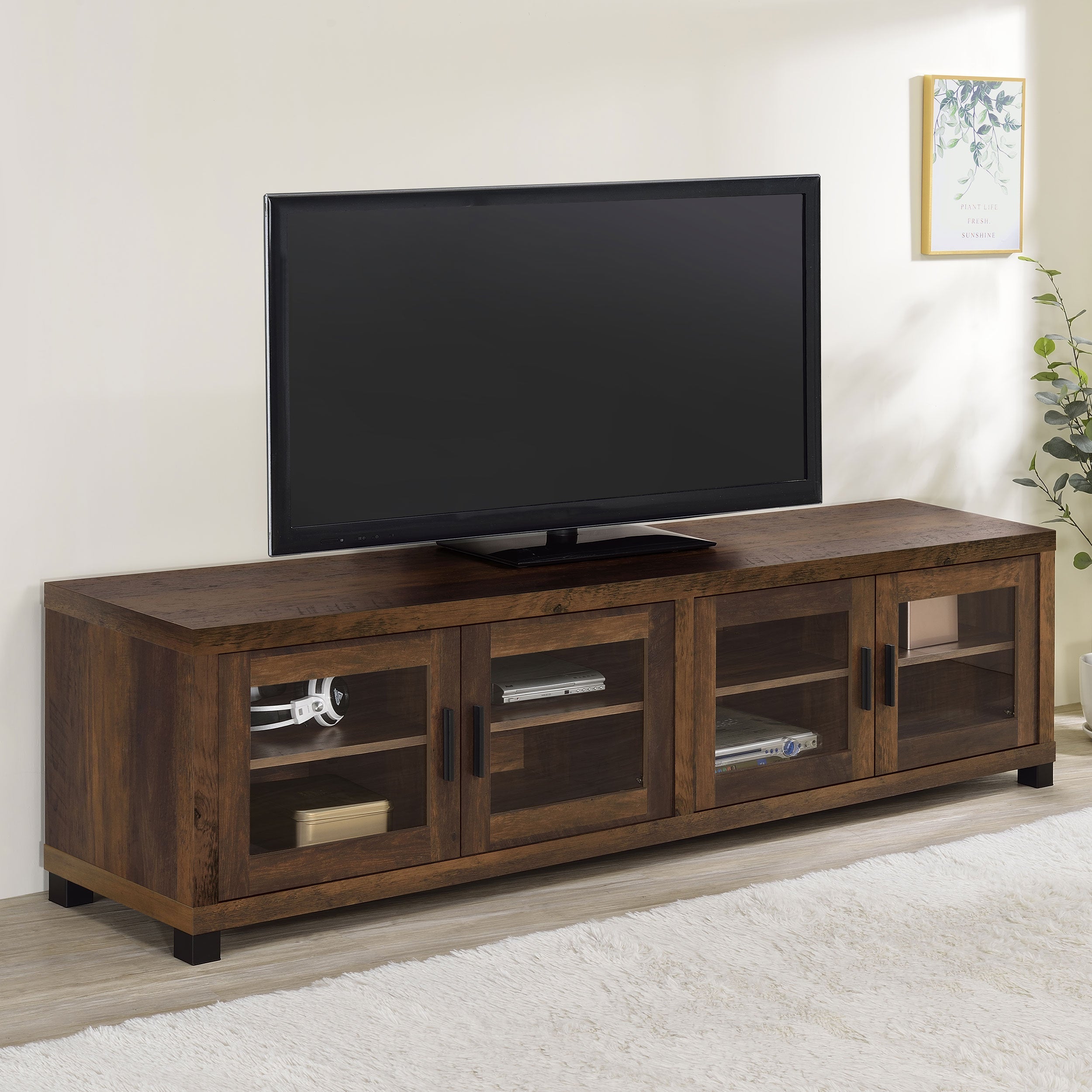 Sachin 4-door Engineered Wood 79-inch TV Stand Dark Pine-CoasterEssence