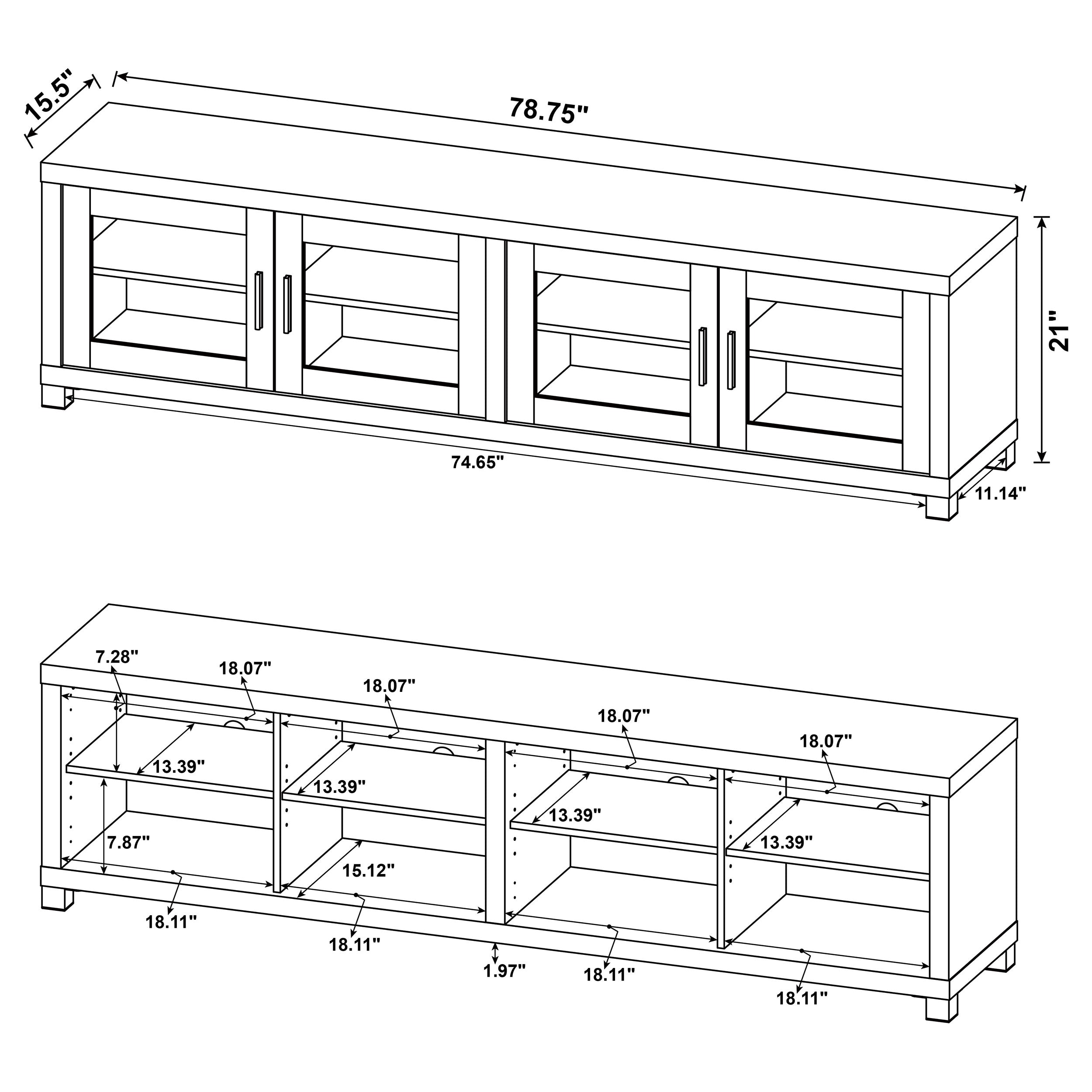 Sachin 4-door Engineered Wood 79-inch TV Stand Dark Pine-CoasterEssence