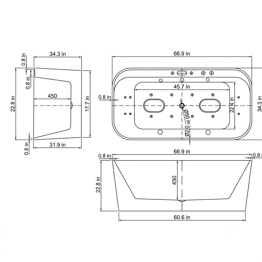 Condris 67" x 35" Whirlpool Bathtub