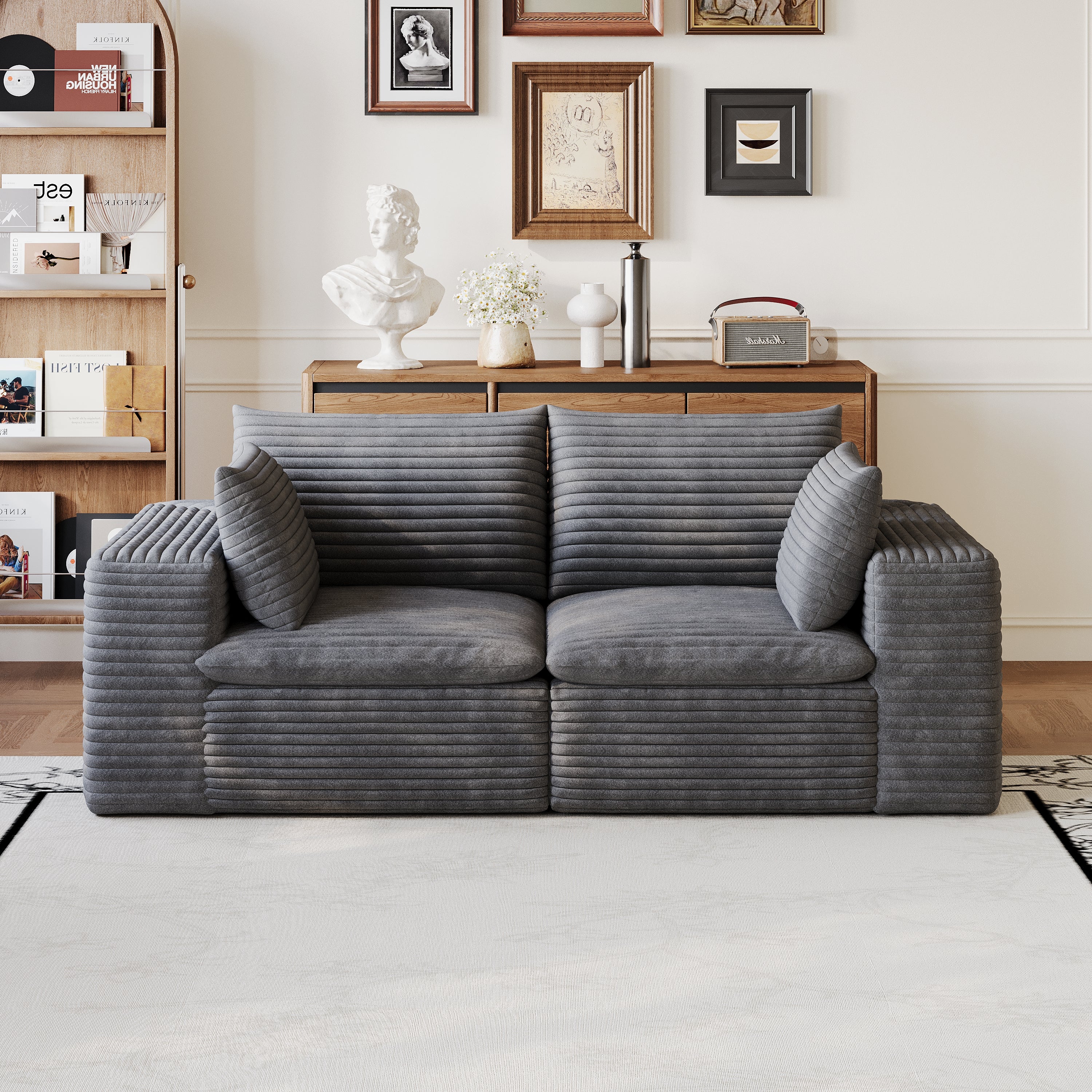 71" Cloud Sofa - Corduroy Fabric, Deep Seat Couch