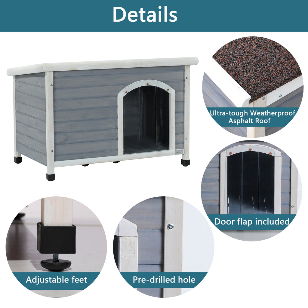 Medium Wooden Outdoor Dog House with Waterproof Roof