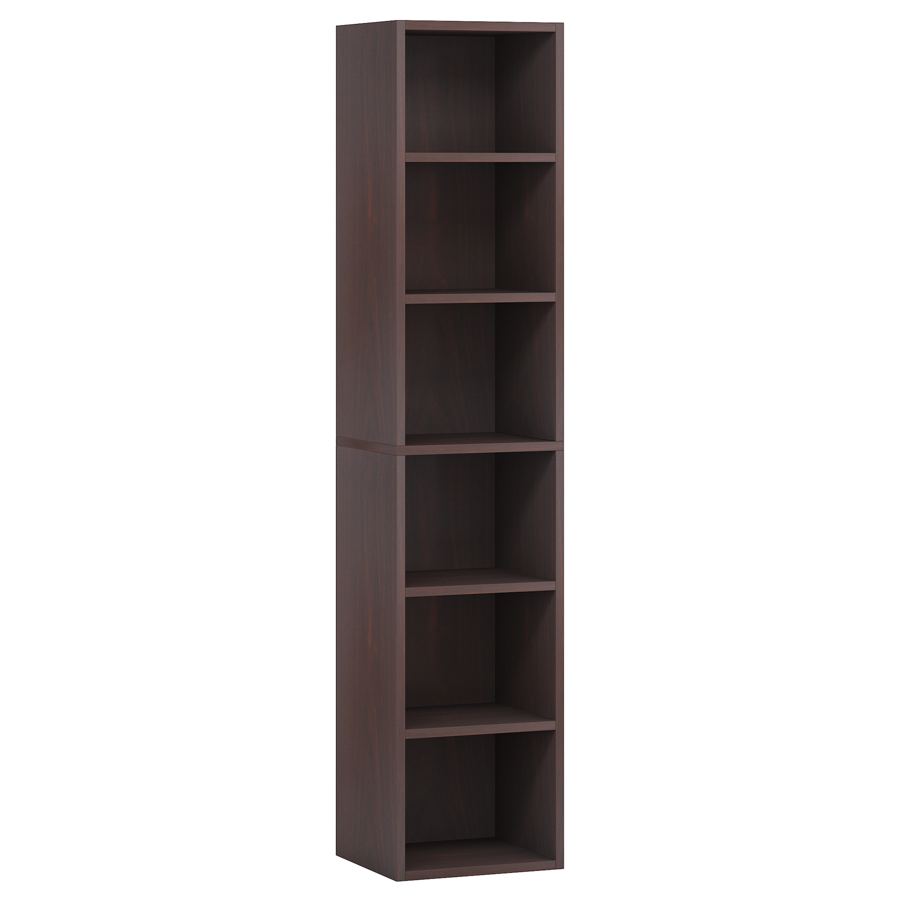70.9" Cherry 6-Tier Narrow Corner Cube Bookcase