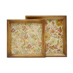 Set of 2 Square Acacia Wood Mirrored Tray