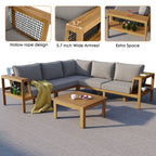 4 Pieces Outdoor Acacia Wood Sofa Set
