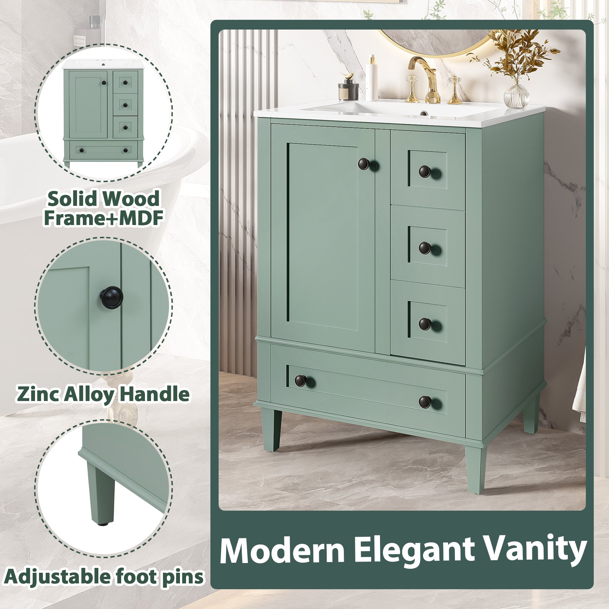 24-Inch Light Bathroom Vanity Cabinet