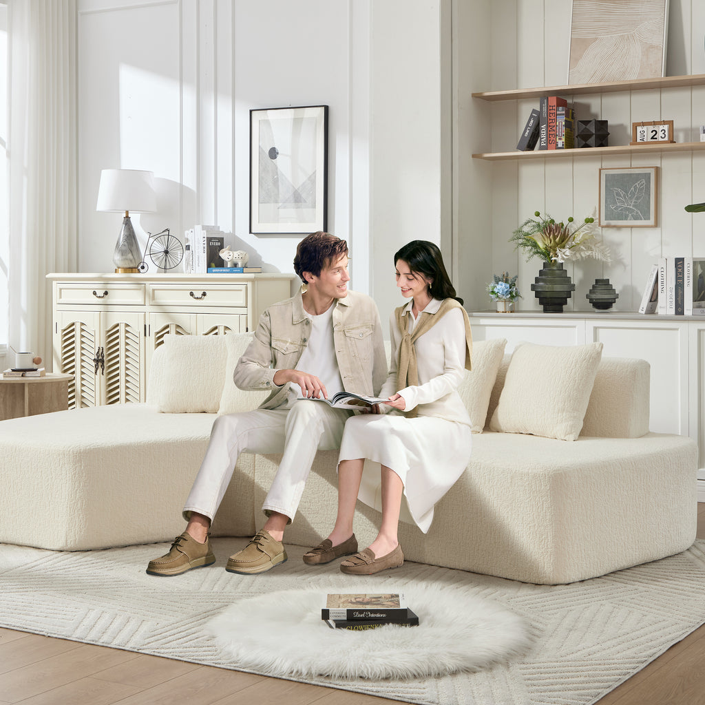 Compression Sectional Couch with Comfy Chaise