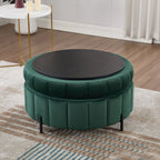 Upholstered Round Ottoman With Reversible Lid