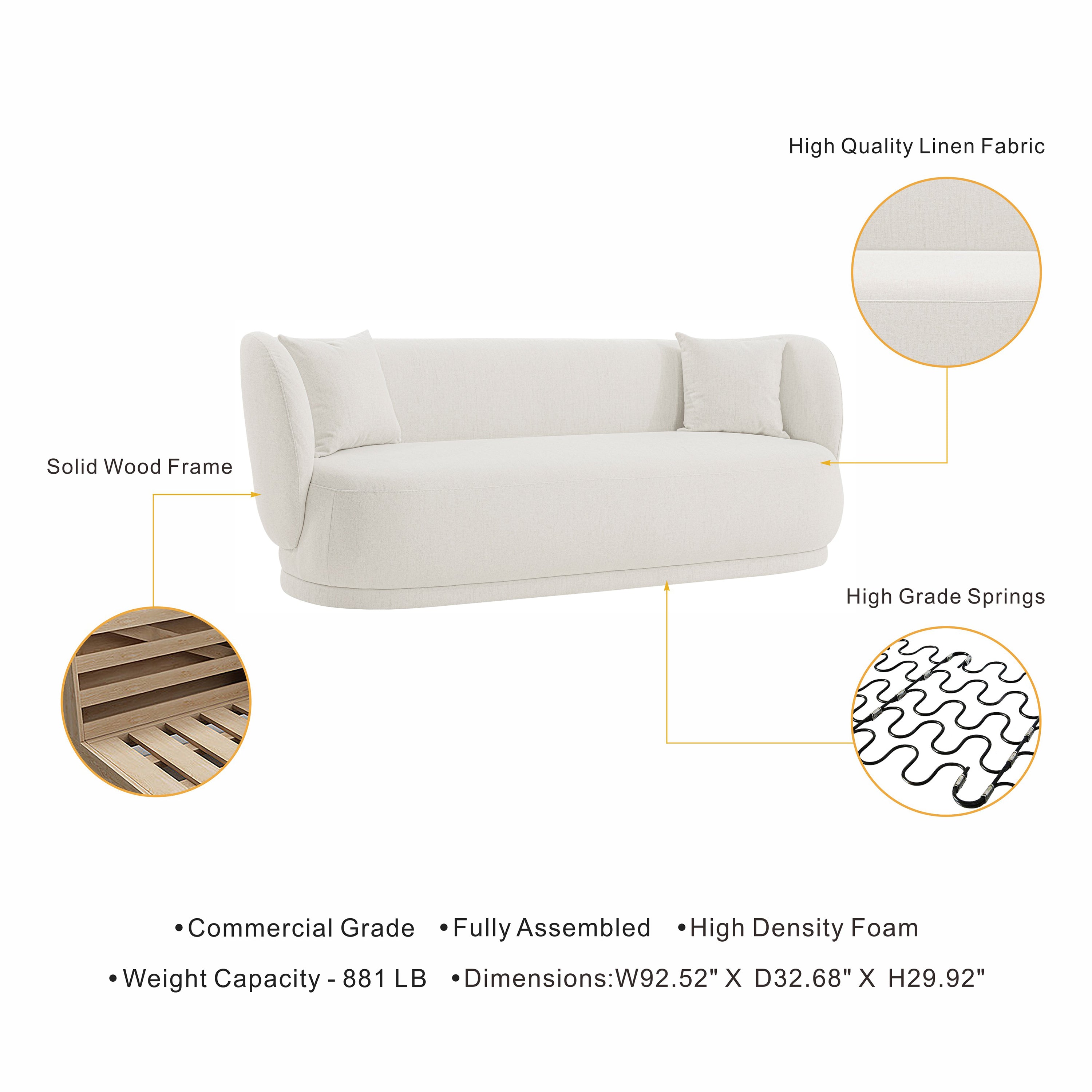 Siri 93" Upholstered Sofa