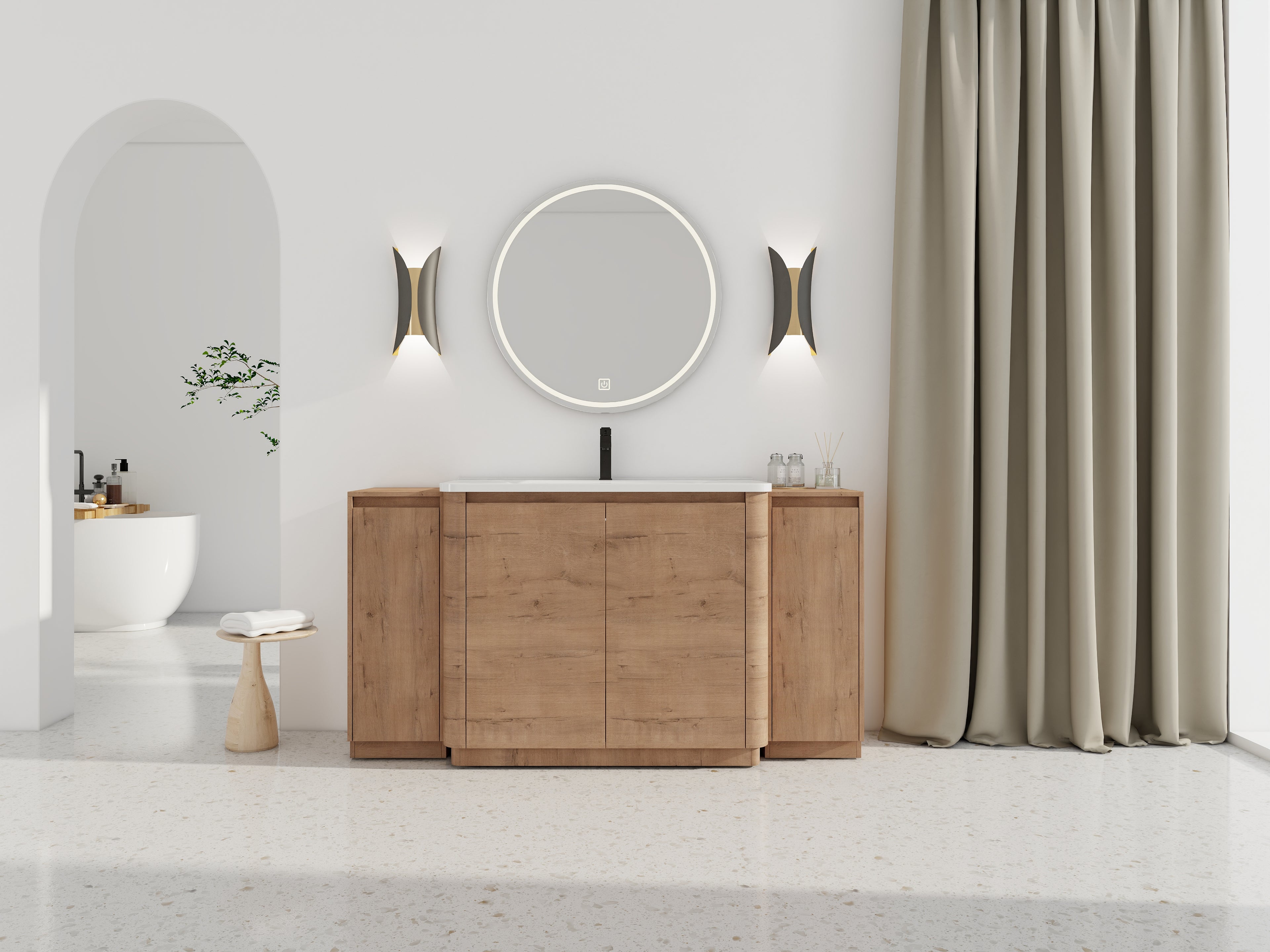 64'' Freestanding Bathroom Vanity with Ceramic Sink