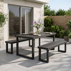 3-Piece Solid Acacia Wood Outdoor Dining Set, Sandblast Dark