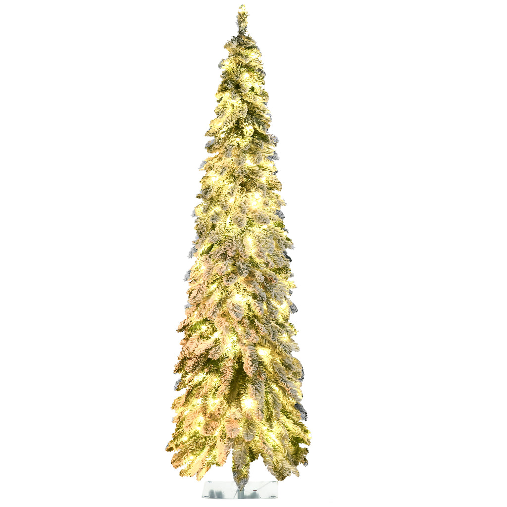 HOMCOM 6ft Tall Prelit Pencil Artificial Christmas Tree