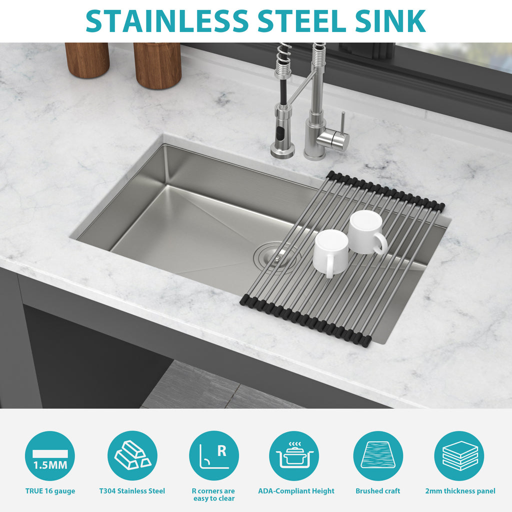 27 Inch ADA-Compliant Undermount Kitchen Sink