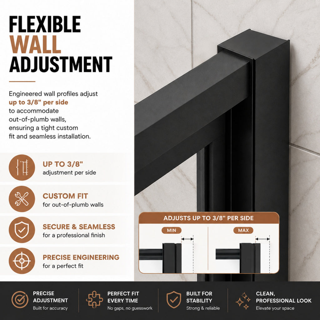 Semi-Frameless Pivot Hinged Glass Shower Door