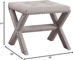Linen Blend Accent Bench with Nailhead Trim