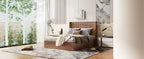 Queen Size Bed Frame with Grooved Lifting Storage Function