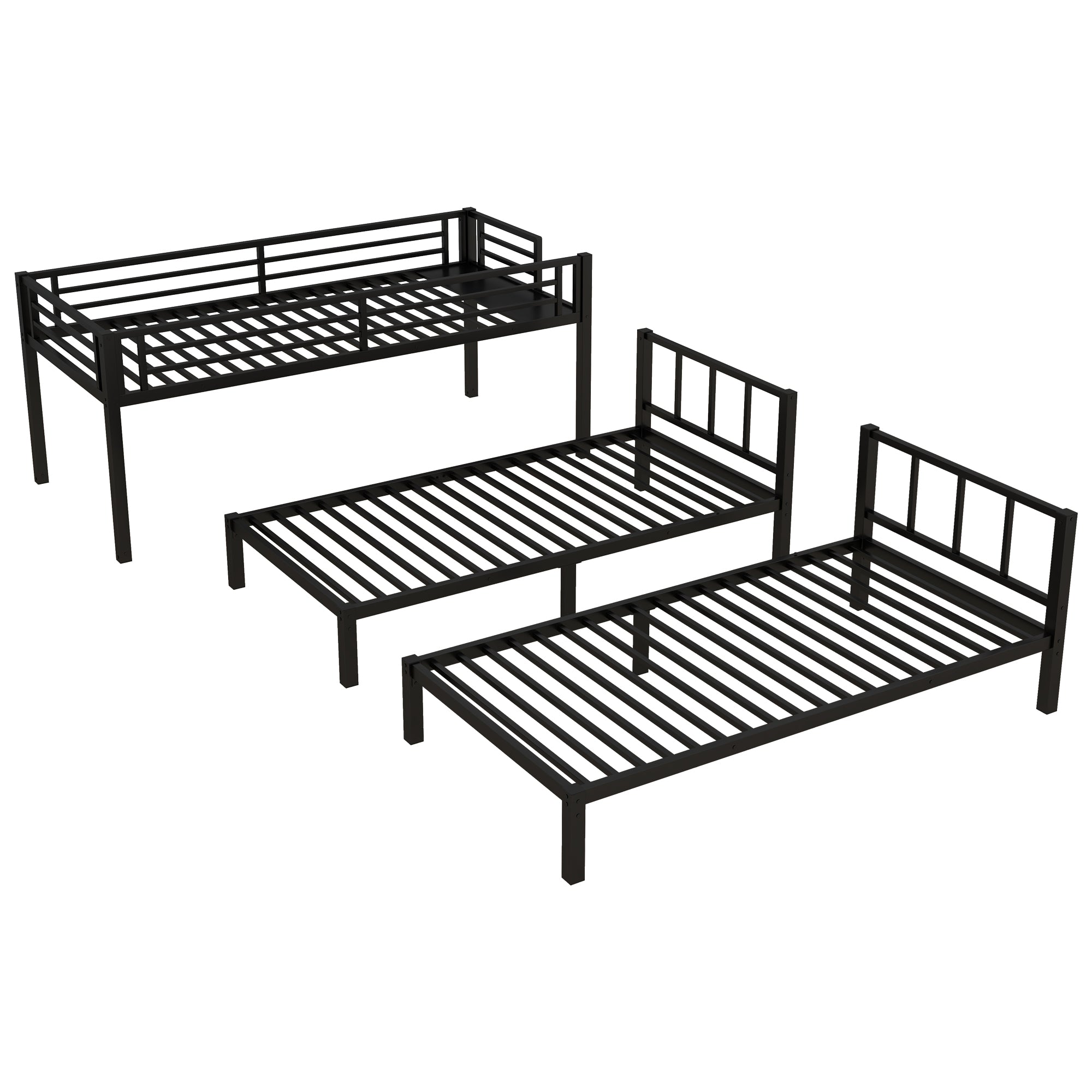 Metal Twin Over Twin & Twin Bunk Bed for 3
