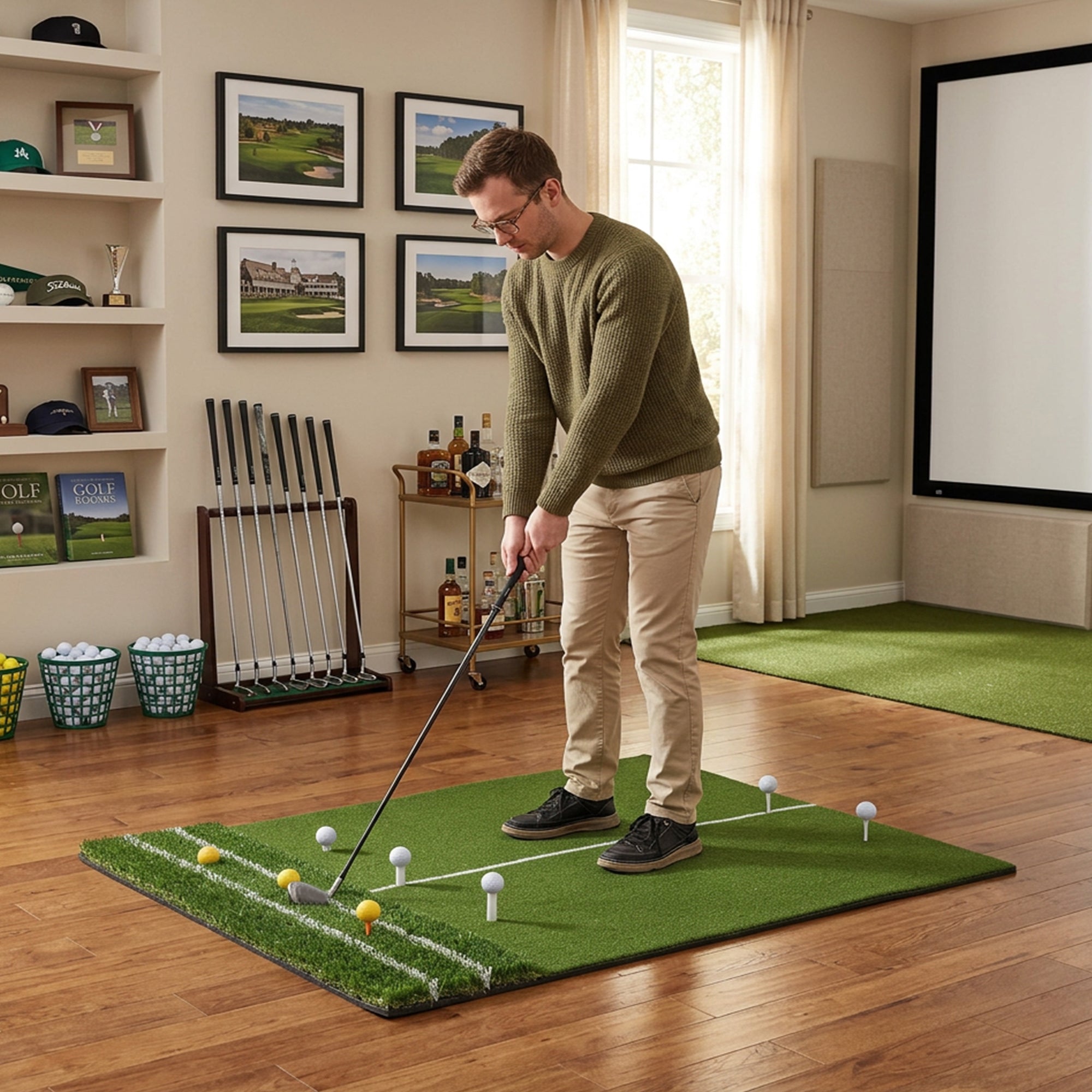 5'x4' Golf Hitting Mat with Guide Line