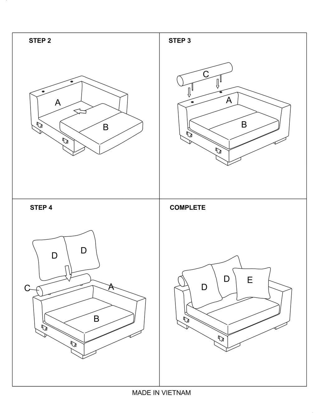 Living Room Furniture Right Arm Facing Chair