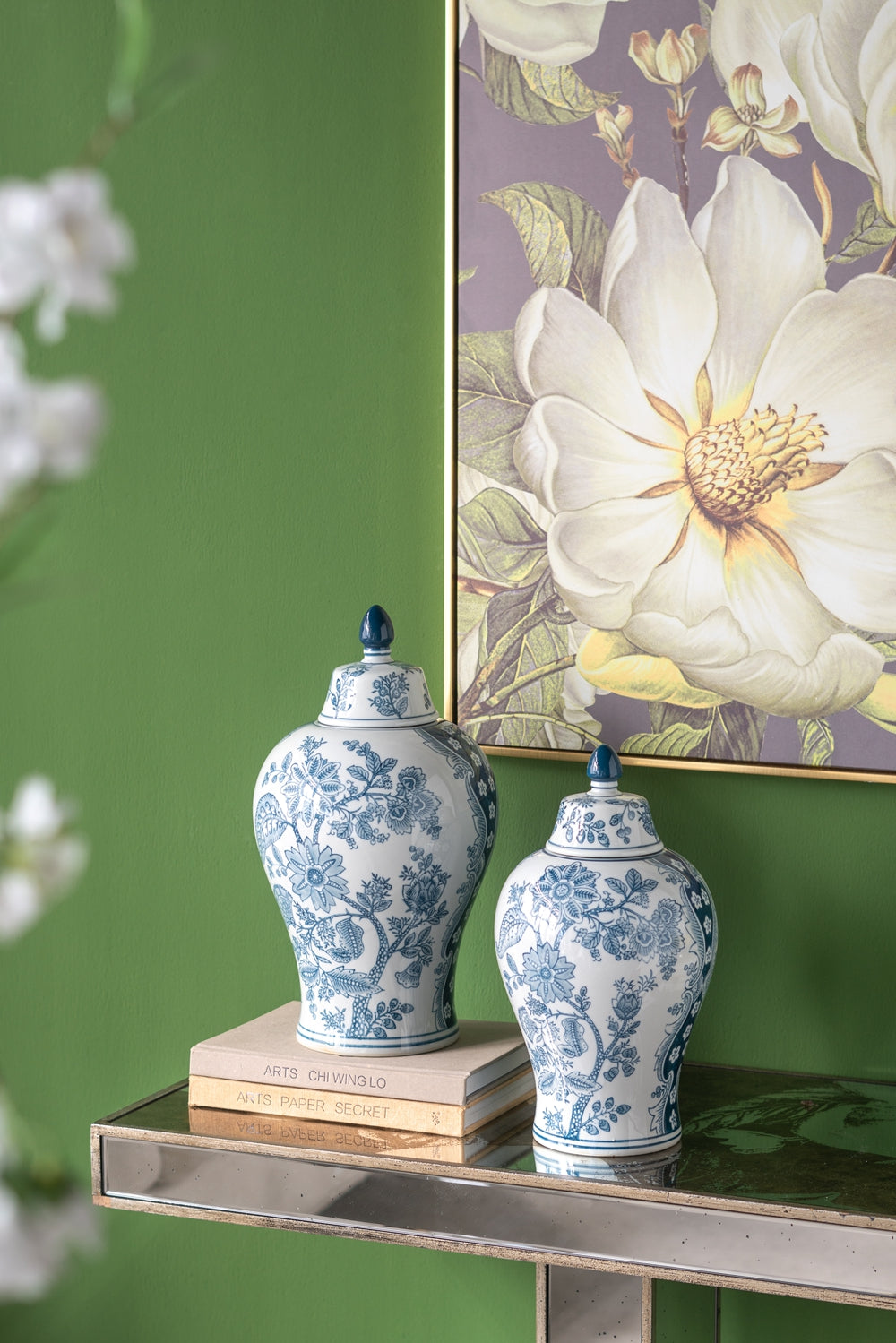 47" Rectangular Console Table with Elegant Floral Design