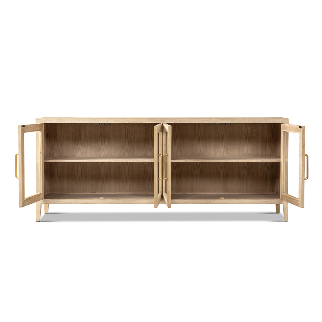 Marlowe 83-Inch Glass Door Sideboard, Brushed White