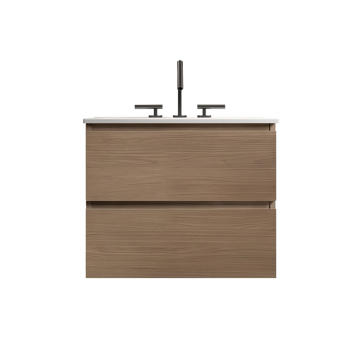 TIA Wall Mount 24" Bathroom Vanity, Walnut Brown, Ceramic Sink
