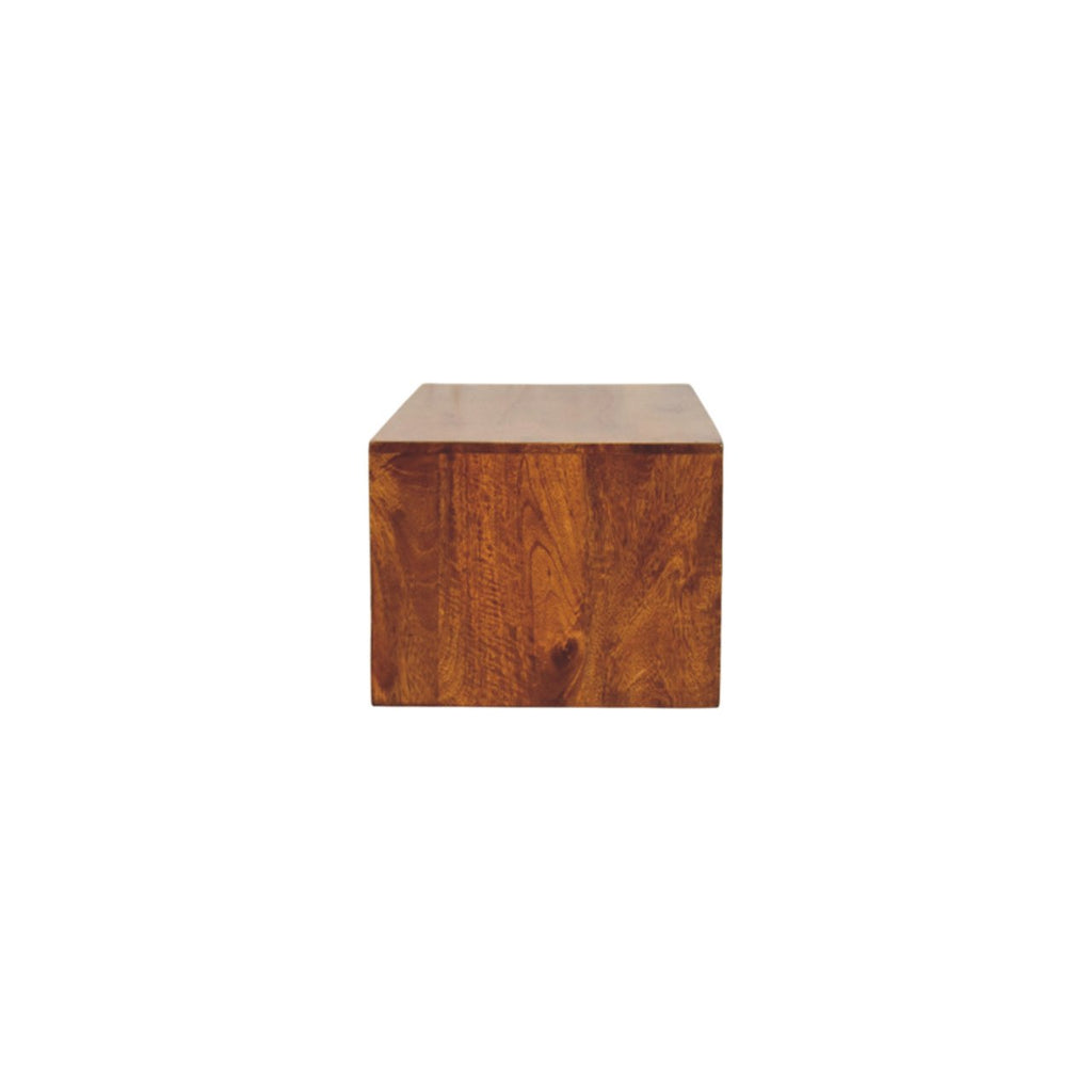 Solid Wood Lunar Wall-Mounted Media Unit, 2 Drawers, Chestnut