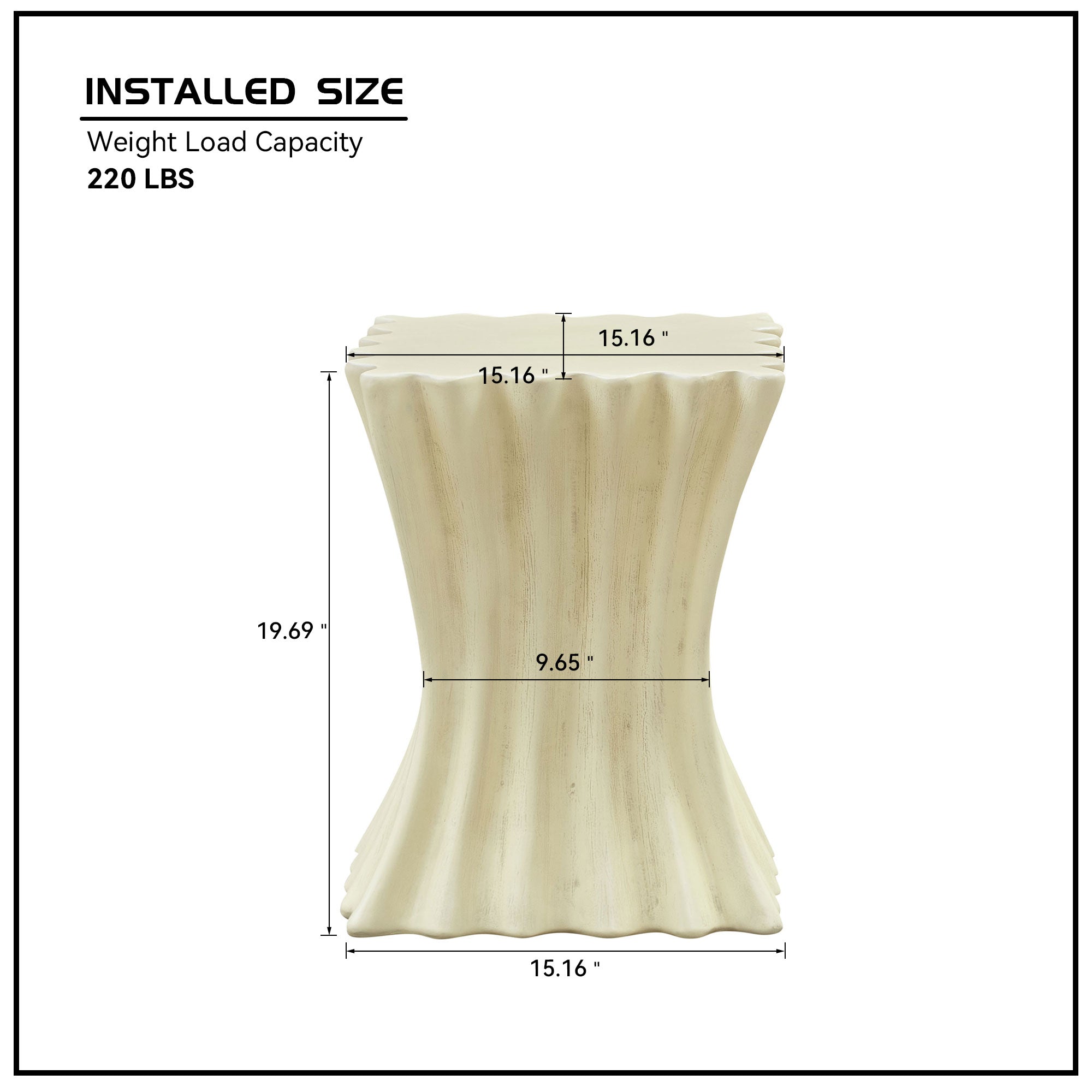 15.16 Inch Vintage Sturdy Fiberglass Side Table