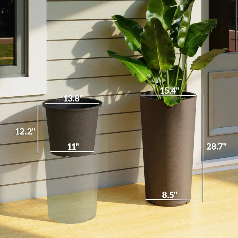 Tall Planter Set of 2 - Stackable Garden Pots