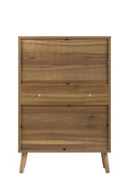 Japandi Narrow Shoe Cabinet with Carved Floral Pattern