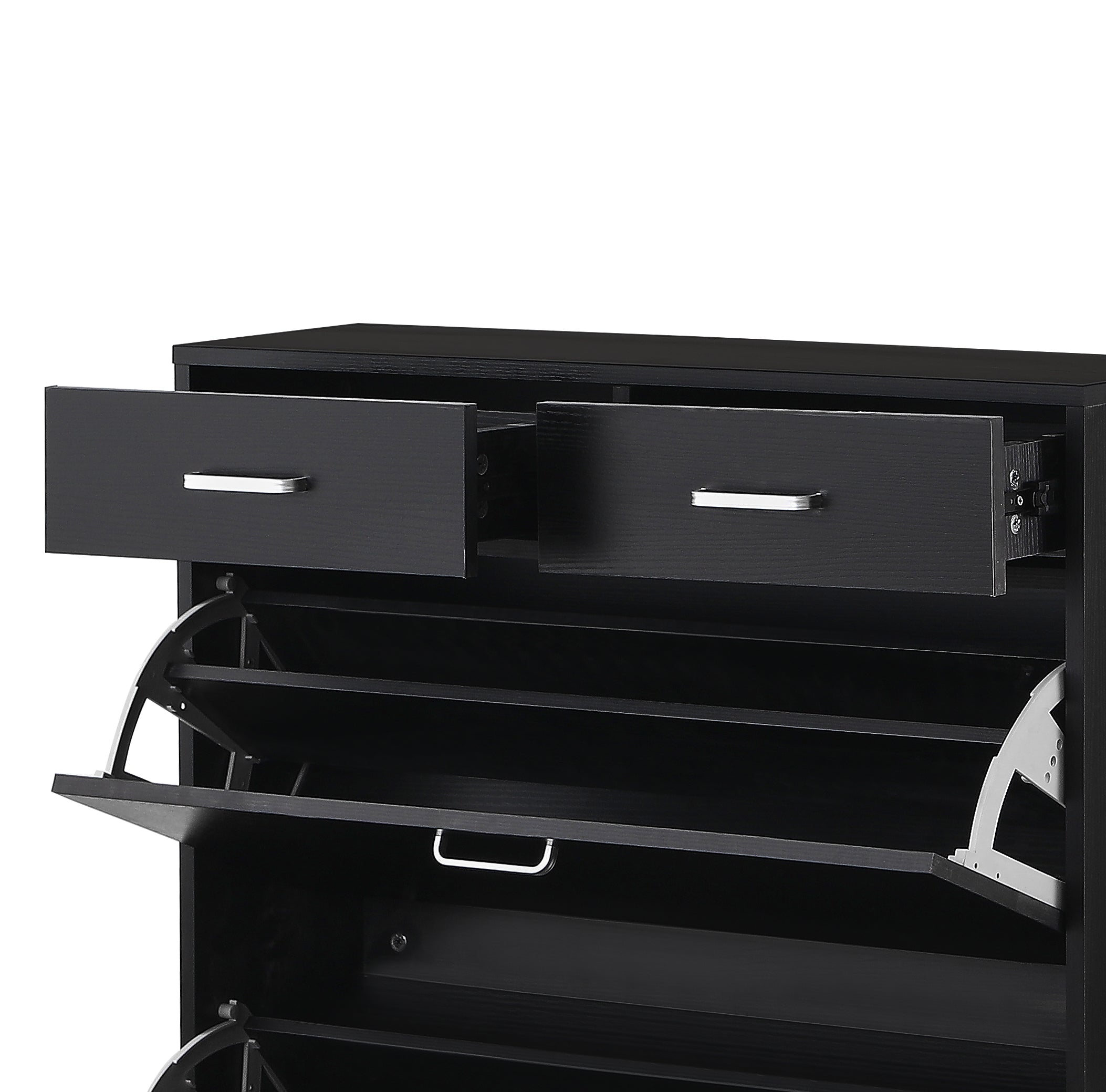 Large Size Shoe Cabinet - Modern Tipping Bucket Organizer