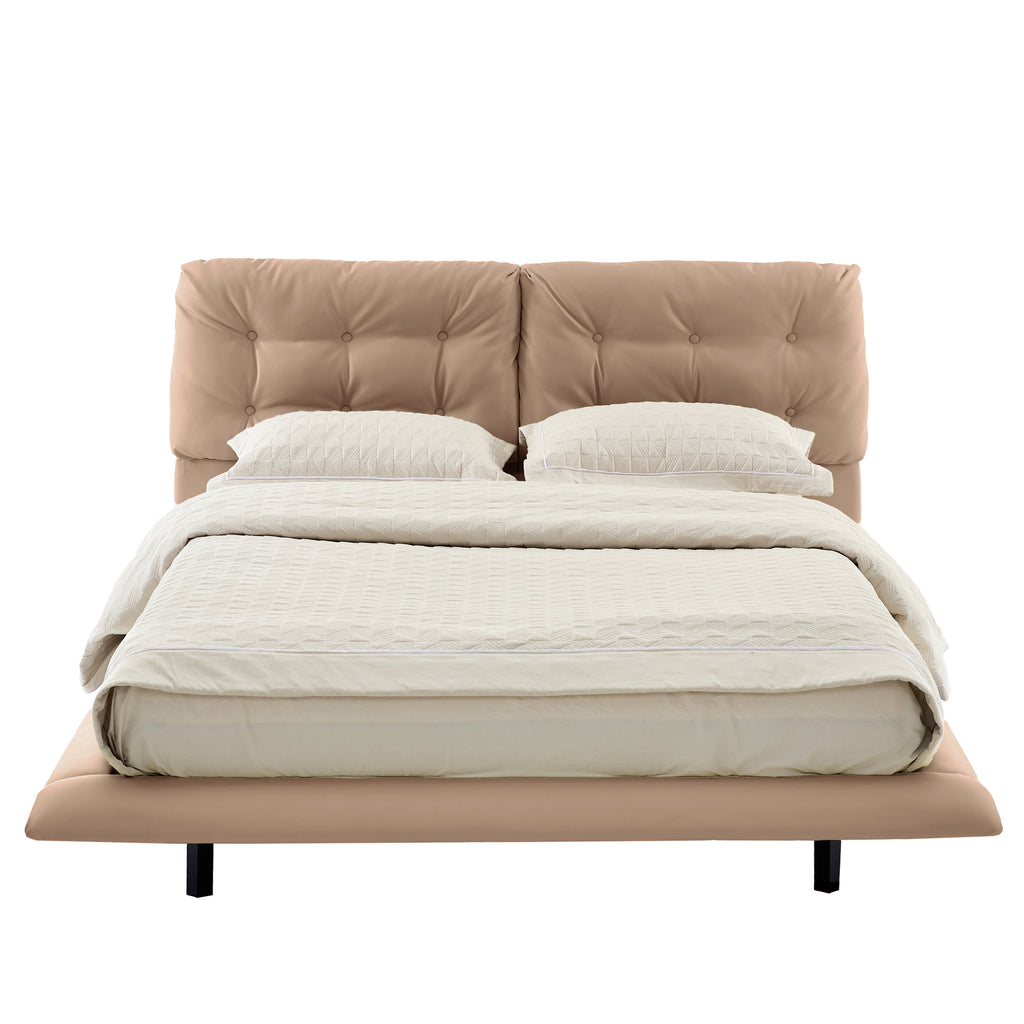 Queen Size Upholstered Floating Bed Frame with LED Lights