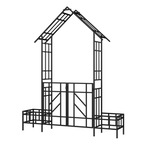 Metal Garden Arch with Gate and Planter
